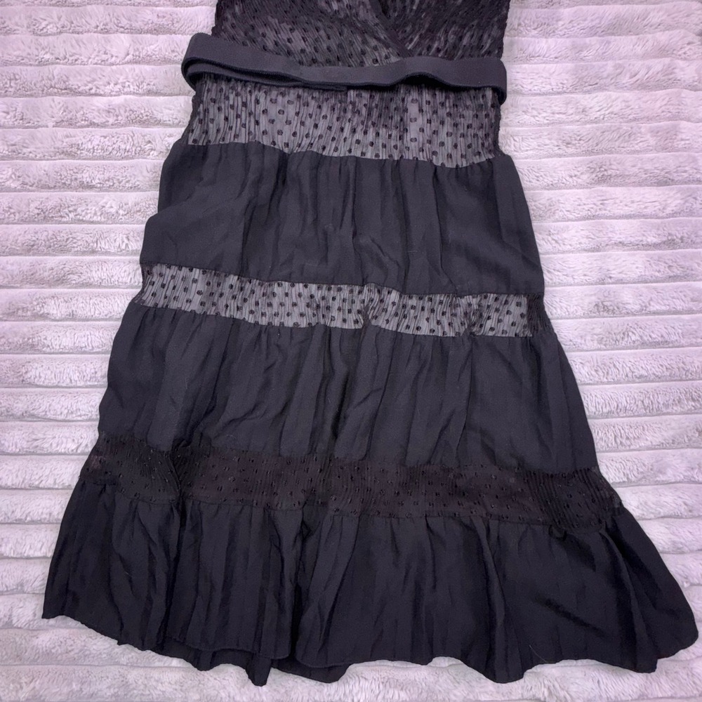 Sandro Paris Women's Small Black Swiss Dot Tiered Ruffle Dress Coquette Luxury - Picture 4 of 15